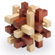 Дървен логически пъзел-главоблъсканица, Куб, снимка 1