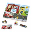 Дървен пъзел със звуци Пожарна Melissa and Doug, снимка 4