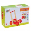 Lelin Toys - Дървена количка за прохождане, с конструктор, 30 части, снимка 3