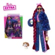 Кукла Mattel Barbie Extra със син леопардов костюм, домашен любимец и аксесоари, снимка 2