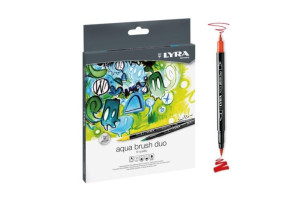 Акварелни двувърхи маркери LYRA Aqua Brush Duo - объл връх и четка, 12 цвята