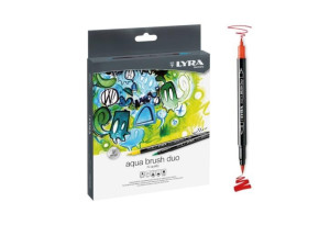 Акварелни двувърхи маркери LYRA Aqua Brush Duo - объл връх и четка, 24 цвята