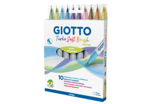 Акварелни маркери GIOTTO Turbo Soft Brush Pastel - с четка, 10 пастелни цвята