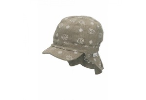 Детска лятна двулицева  шапка с UV 50+ защита , цвят каки  с платка  ,Sterntaler - 49 см. / 12-18 м.