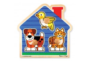 Дървен пъзел Къща с животни 3 части Melissa and Doug