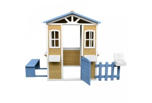 Дървена детска къща в Бяло  и синьо, 205х119х140 см.