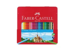 Faber-Castell Цветни моливи Замък, 24 цвята, в метална кутия