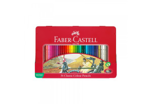 Faber-Castell Цветни моливи Замък, 36 цвята, в метална кутия