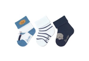 Летни бебешки чорапки, морски мотиви, 3 чифта, Sterntaler - 15/16 / 4-6 м.