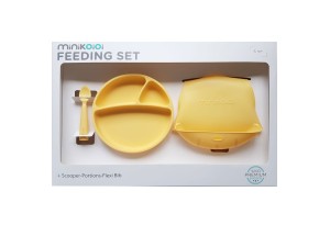 Minikoioi Feeding Set комплект за хранене - 100% силикон - 6 м+, Yellow