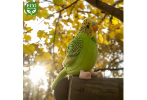 Плюшен Вълнист папагал, зелен, 11 см., със звук, серия Еко приятели