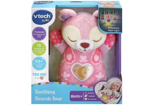 Плюшено мече розово с успокояващи звуци Vtech