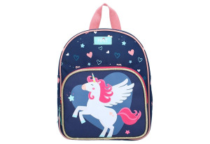 Раница за детска градина VADOBAG Pret Unicorn - Stay Silly, тъмносин, за 2-6 г, за момиче