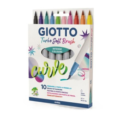 Акварелни маркери GIOTTO Turbo Soft Brush - връх тип четка, 10 класически цвята