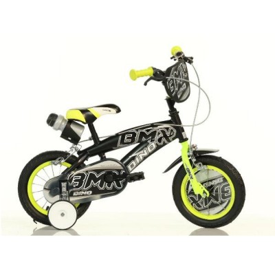 Детско колело Dino Bikes BMX 12“ с бутилка - Black/yellow