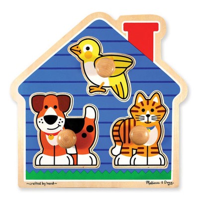 Дървен пъзел Къща с животни 3 части Melissa and Doug