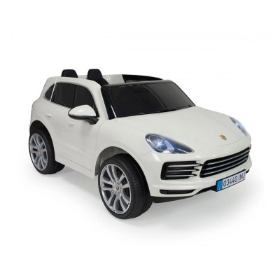 Електрическа кола Porsche Cayenne S за две деца Injusa, с дистанционно и батерия 12V, бяла