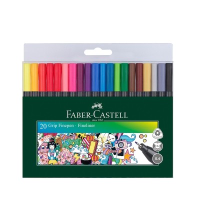 Faber-Castell Тънкописец Grip, 0.4 mm, 20 цвята, в блистер