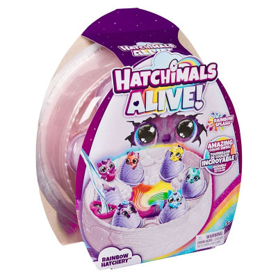 Игрален комплект Spin Master Hatchimals Alive Rainbow Hatchery 6 фигурки и 12 аксесоара в гнездо