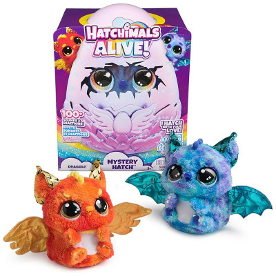 Интерактивна играчка изненада в яйце Spin Master Hatchimals Alive Mystery Hatch Draggle, със светлин