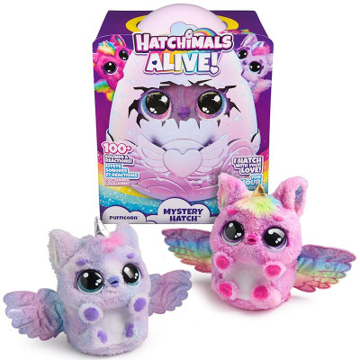 Интерактивна играчка изненада в яйце Spin Master Hatchimals Alive Mystery Hatch Pufficorn, със светл