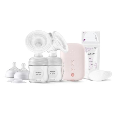 Комплект с двойна ел. помпа за кърма Natural Motion Philips AVENT + 2 бр. шишета + аксесоари за кърм