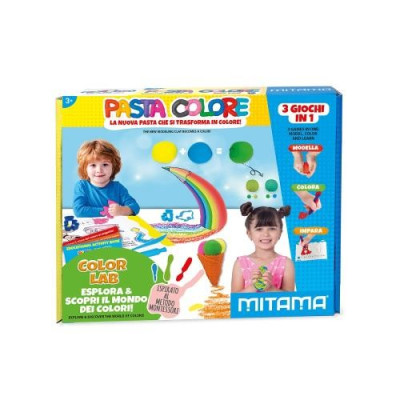 Креативен комплект MITAMA Pasta Colore Color Lab - 7 цвята глина, 4 форми, ножче, книжка