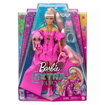 Кукла Mattel Barbie Extra Fancy Pink Plastic с аксесоари и домашен любимец