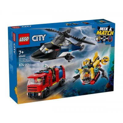 LEGO® City 60462 - Хеликоптер, пожарна кола и подводница – ремикс