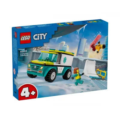 LEGO City Great Vehicles 60403 - Линейка за спешна помощ и сноубордист