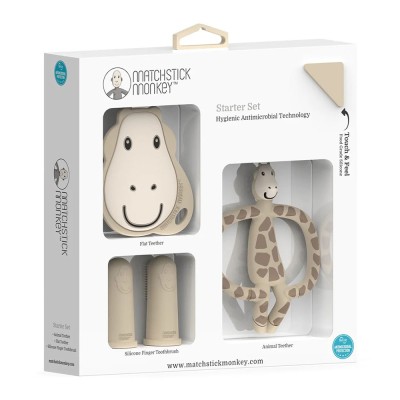 Matchstick Monkey Teething Starter Set комплект силиконови чесалки с антимикробна технология - Gigi 