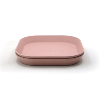 Mushie Комплект чинийки за хранене Plate Square Blush - 2 бр.