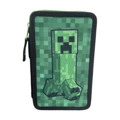 Ученически несесер с две отделения Minecraft Creeper Green